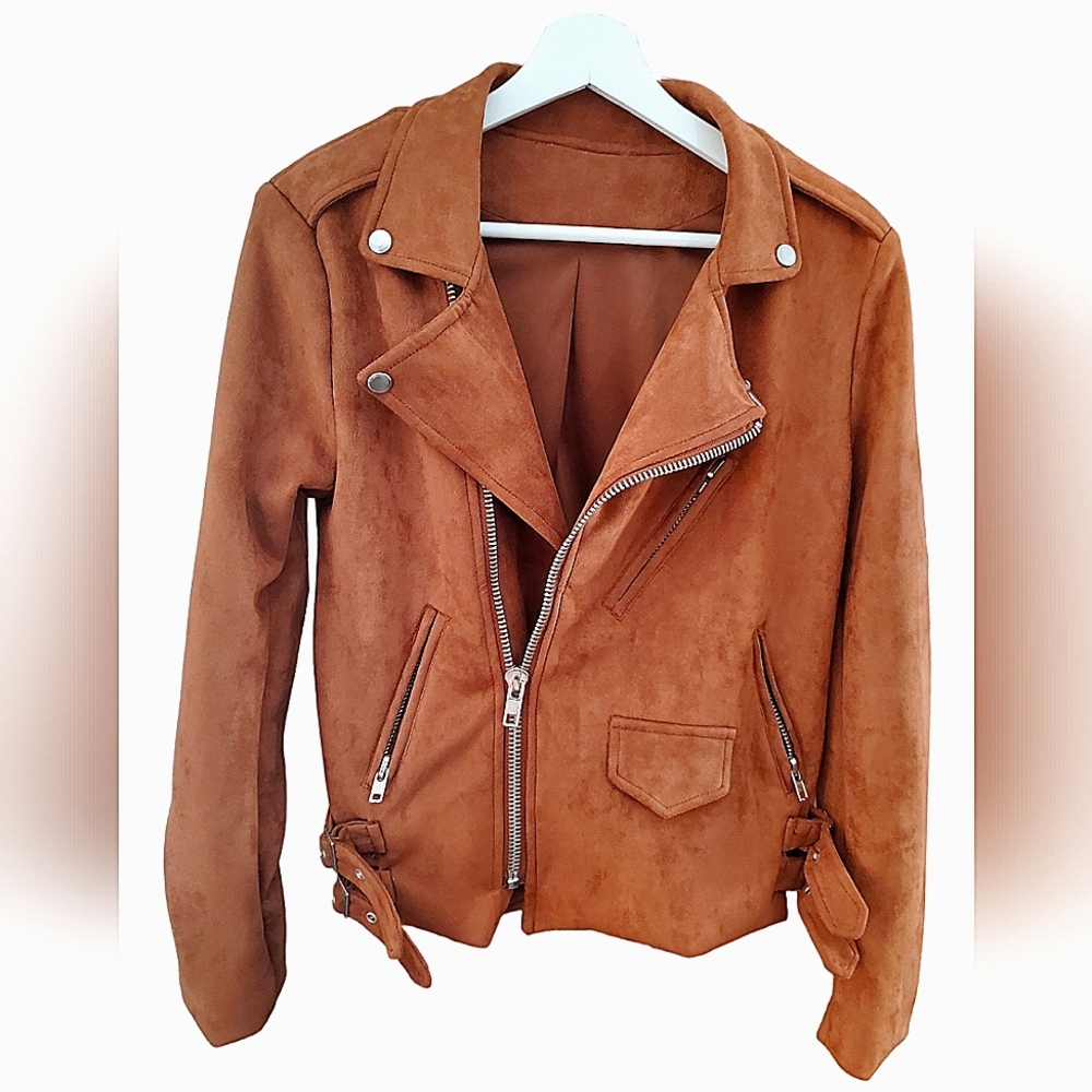 Suede Moto Jacket Brown M
